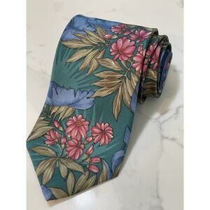 Vintage Viaggio Floral 100% Silk Tie 57.5 x 3.75 Hand Made in USA EUC!